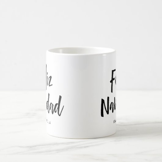 Feliz Navidad | Schwarz-Weiß-handgeschriebenes Skr Kaffeetasse (Mittel)