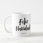 Feliz Navidad | Schwarz-Weiß-handgeschriebenes Skr Kaffeetasse (Links)