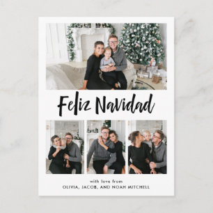 Feliz Navidad  Schwarz-Weiß-Multiplex-Foto Feiertagspostkarte