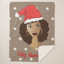 Feliz Navidad, Schwarze Frau, Weiße Sterne, Braun