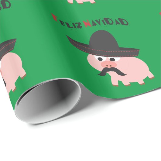 Feliz Navidad! Schwein Geschenkpapier (Rolleneckpunkt)