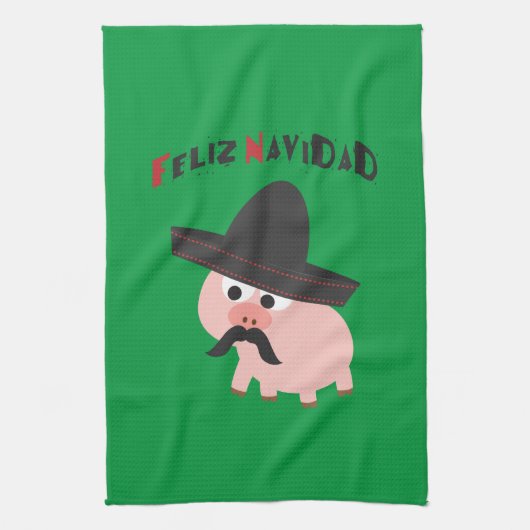 Feliz Navidad! Schwein Küchentuch (Vertikal)