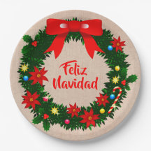 Feliz Navidad Set Frohe Weihnachtswraath Bow 9"