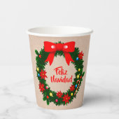Feliz Navidad Set Frohe Weihnachtswraath Bow Pappbecher (Rückseite)