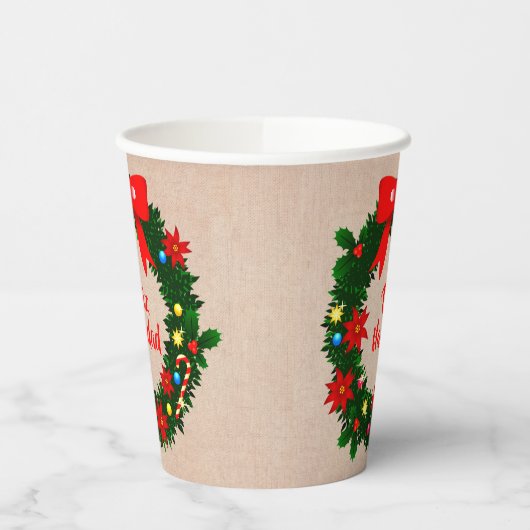 Feliz Navidad Set Frohe Weihnachtswraath Bow Pappbecher (Links)