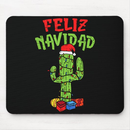 Feliz Navidad Shirt Mexican Christmas Cactus Xmas Mousepad (Vorne)