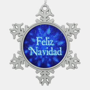 Feliz Navidad - Snowburst Schneeflocken Zinn-Ornament