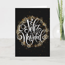 Feliz Navidad - Snowflake Goldener Kranz Karte