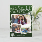 Feliz Navidad Snowflake Rustikale 3 Fotos Weihnach Einladung (Stehend Vorderseite)
