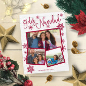 Feliz Navidad Snowflake Rustikale 3 Fotos Weihnach Postkarte