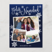 Feliz Navidad Snowflake Rustikale 3 Fotos Weihnach Postkarte (Vorderseite)