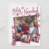 Feliz Navidad Snowflake Rustikale 4 Fotos Weihnach Einladung (Vorderseite)