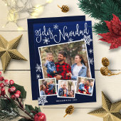 Feliz Navidad Snowflake Rustikale 4 Fotos Weihnach Einladung