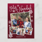 Feliz Navidad Snowflake Rustikale 4 Fotos Weihnach Postkarte (Vorderseite)