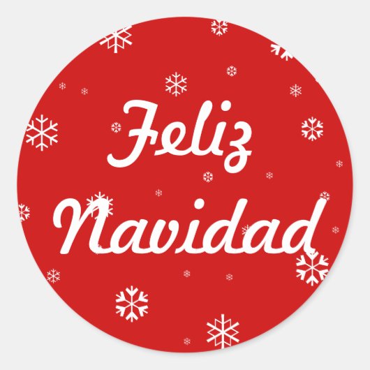 Feliz Navidad Snowflakes Runder Aufkleber (Vorderseite)