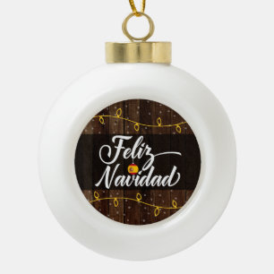 Feliz Navidad Spanisch Frohe Weihnachten Keramik Kugel-Ornament