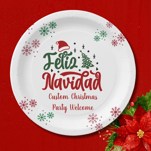 Feliz Navidad Spanisch Frohe Weihnachten Pappteller
