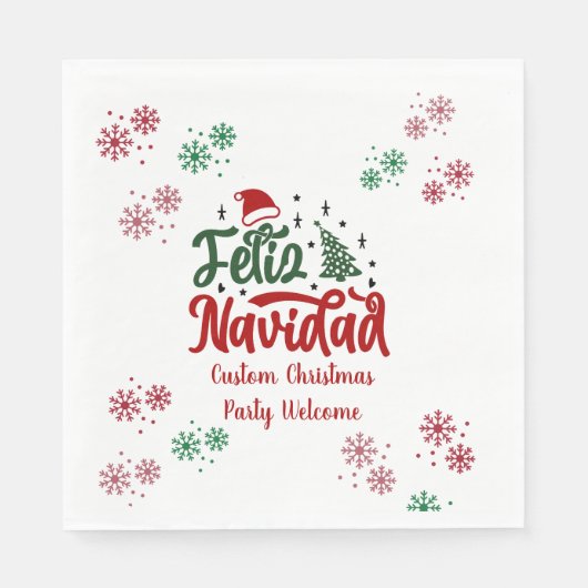 Feliz Navidad Spanisch Frohe Weihnachten Serviette (Vorderseite)
