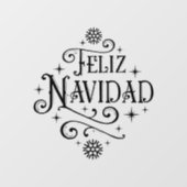 Feliz Navidad Spanisch Frohe Weihnachtstypografie Fensteraufkleber (Blatt)