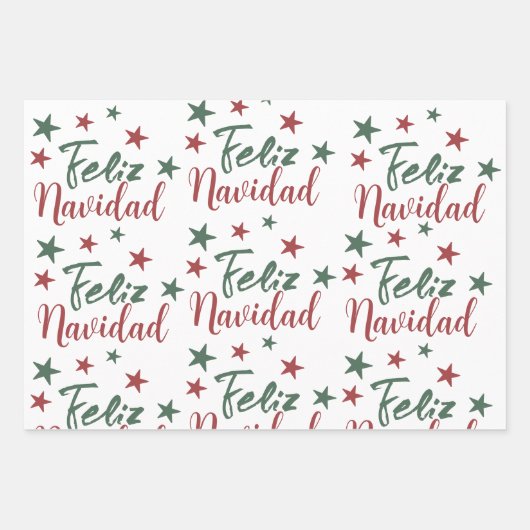 Feliz Navidad Spanisch Moderne Weihnachten Geschenkpapier Set (Vorderseite 3)