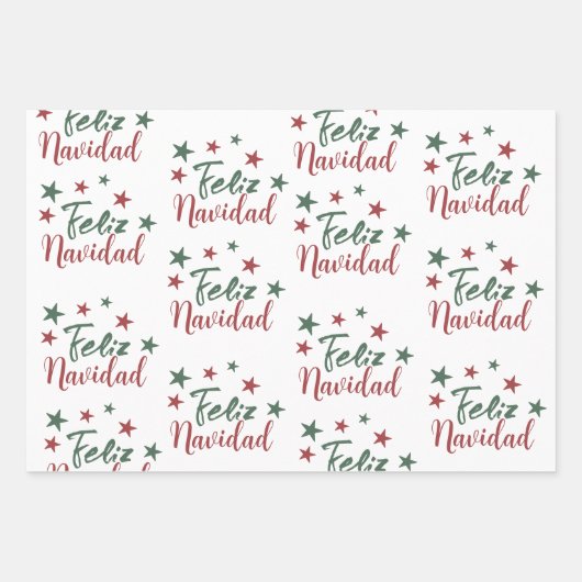 Feliz Navidad Spanisch Moderne Weihnachten Geschenkpapier Set (Vorderseite)