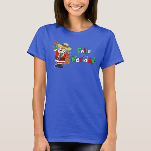 Feliz Navidad Spanisch-Sankt-Cartoon T-Shirt (Vorderseite)