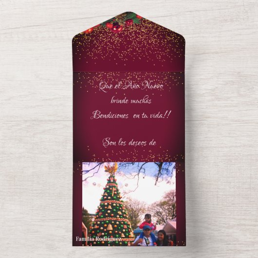 Feliz Navidad Spanische Weihnachtsgrüße All In One Einladung (Innen Boden)