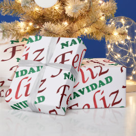 Feliz Navidad Spanischer Roter Grüner Weihnachtsfe Geschenkpapier