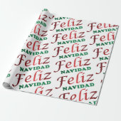 Feliz Navidad Spanischer Roter Grüner Weihnachtsfe Geschenkpapier (Ungerollt)