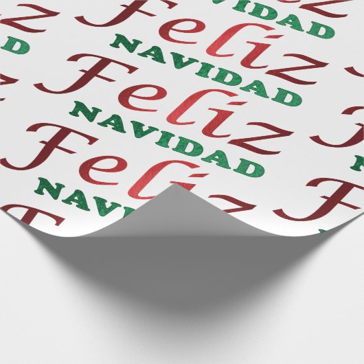 Feliz Navidad Spanischer Roter Grüner Weihnachtsfe Geschenkpapier (Ecke)