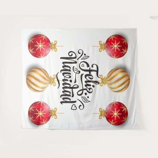 Feliz Navidad Spanischer Weihnachtsbaubels Wandteppich (Vorderseite (Horizontal))