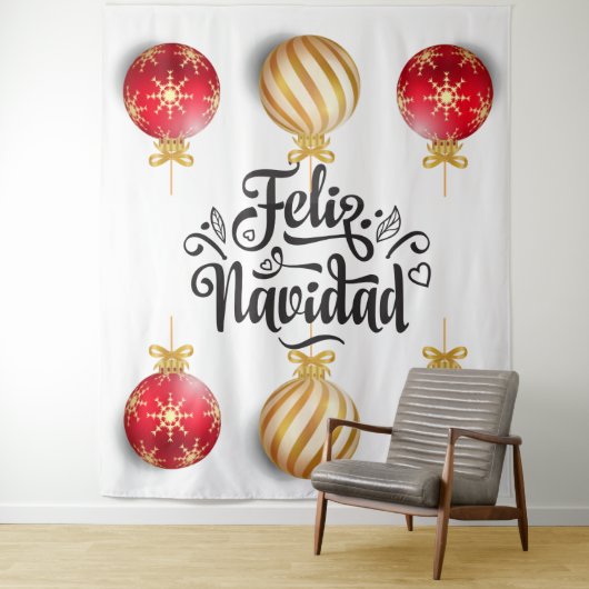 Feliz Navidad Spanischer Weihnachtsbaubels Wandteppich (Beispiel)