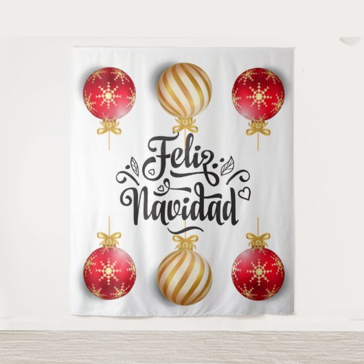 Feliz Navidad Spanischer Weihnachtsbaubels Wandteppich (Vorderseite)