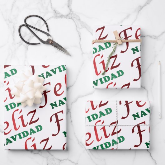 Feliz Navidad Spanischer Weihnachtsfeiertag Geschenkpapier Set (Vorderseite)