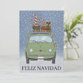 Feliz Navidad Spanischer Weihnachtsgrün 500 Feiertagskarte (Stehend Vorderseite)