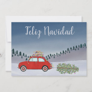 Feliz Navidad Spanischer Weihnachtsroter Fiat 500 Feiertagskarte