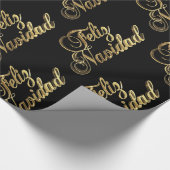 Feliz Navidad Spanischer Weihnachtsschwarz und Gol Geschenkpapier (Ecke)