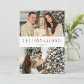 Feliz Navidad Spanisches Foto zum Schneiden von Pa Feiertagskarte (Stehend Vorderseite)