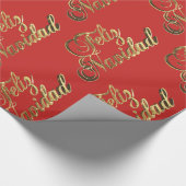 Feliz Navidad Spanisches Weihnachtsrot und Gold Geschenkpapier (Ecke)