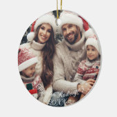 Feliz Navidad Spanish Candy Cane Red und Green Keramik Ornament (Links)