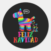 Feliz Navidad Spanish Christmas Funny Mexican Nata Runder Aufkleber (Vorderseite)