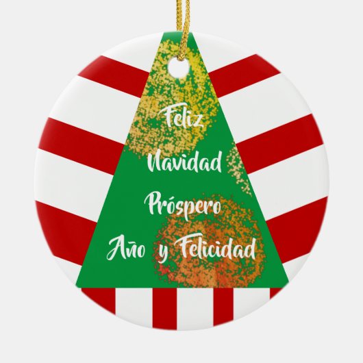 Feliz Navidad Spanish Essential Christmas Tree Keramik Ornament (Vorne)