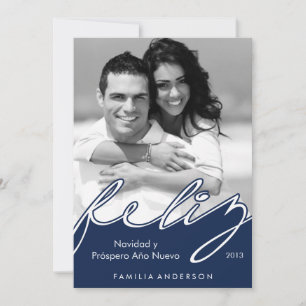 Feliz Navidad Spanish Happy Holidays {blue} Feiertagskarte