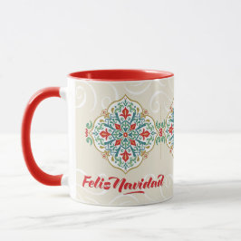 Feliz Navidad Spanish Mexico Tile Red Christmas Tasse