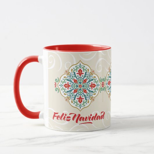 Feliz Navidad Spanish Mexico Tile Red Christmas Tasse (Links)