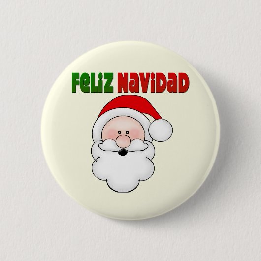 Feliz Navidad Spanish Santa Santa Button (Vorderseite)
