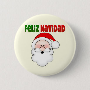 Feliz Navidad Spanish Santa Santa Button