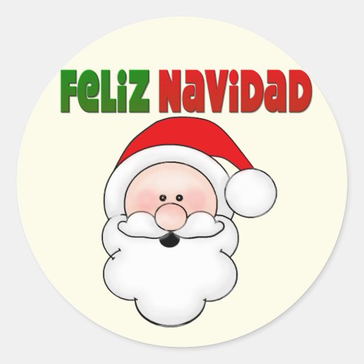 Feliz Navidad Spanish Santa Santa Runder Aufkleber (Vorderseite)