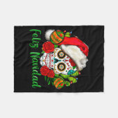 Feliz Navidad Sugar Skull Mexican Christmas  Fleecedecke (Vorderseite (Horizontal))