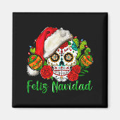 Feliz Navidad Sugar Skull Mexican Christmas Magnet (Vorne)